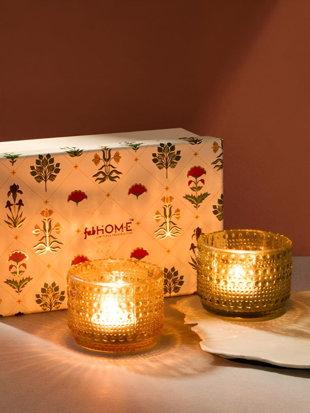 Fabindia Varsha 2Pcs Smokeless 1 Wick Solid Geometric Regular Jar Candles