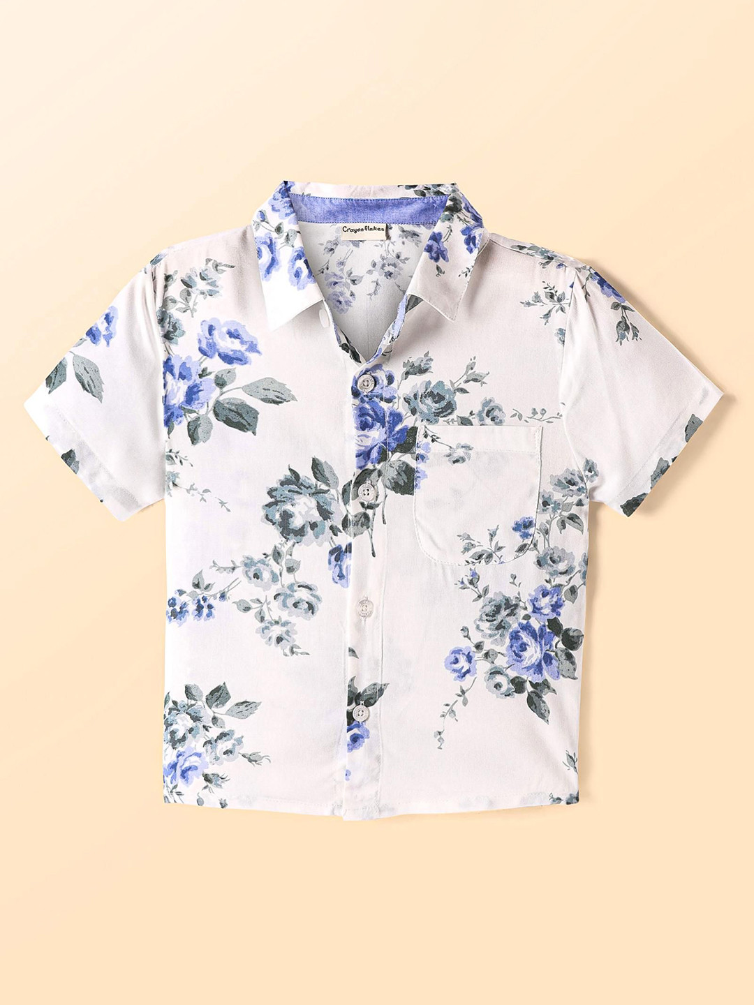 CrayonFlakes Floral Viscose Rayon Short Sleeves Shirt