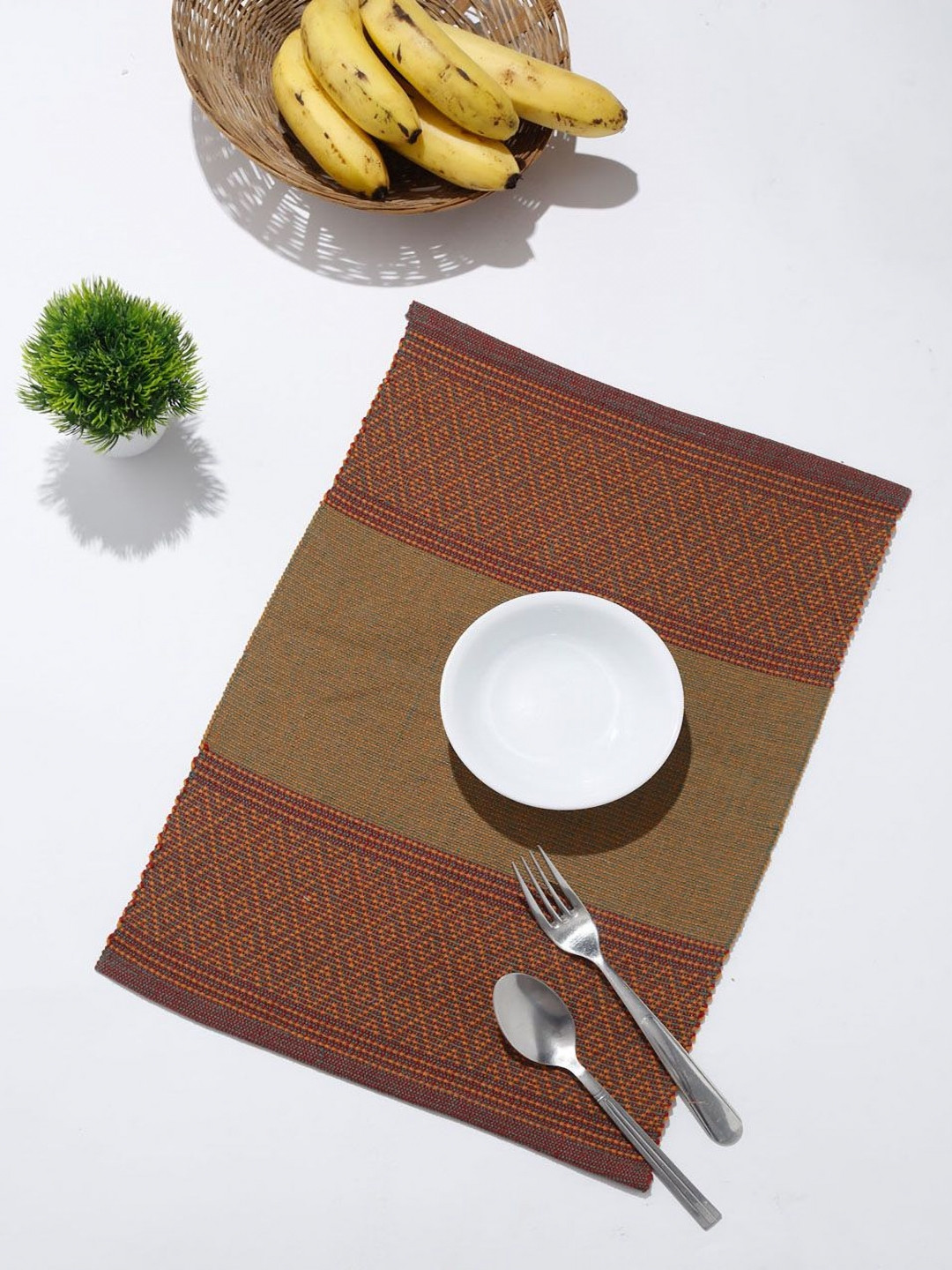Fabindia Mirania 6-Pcs Brown Printed Cotton Table Placemats
