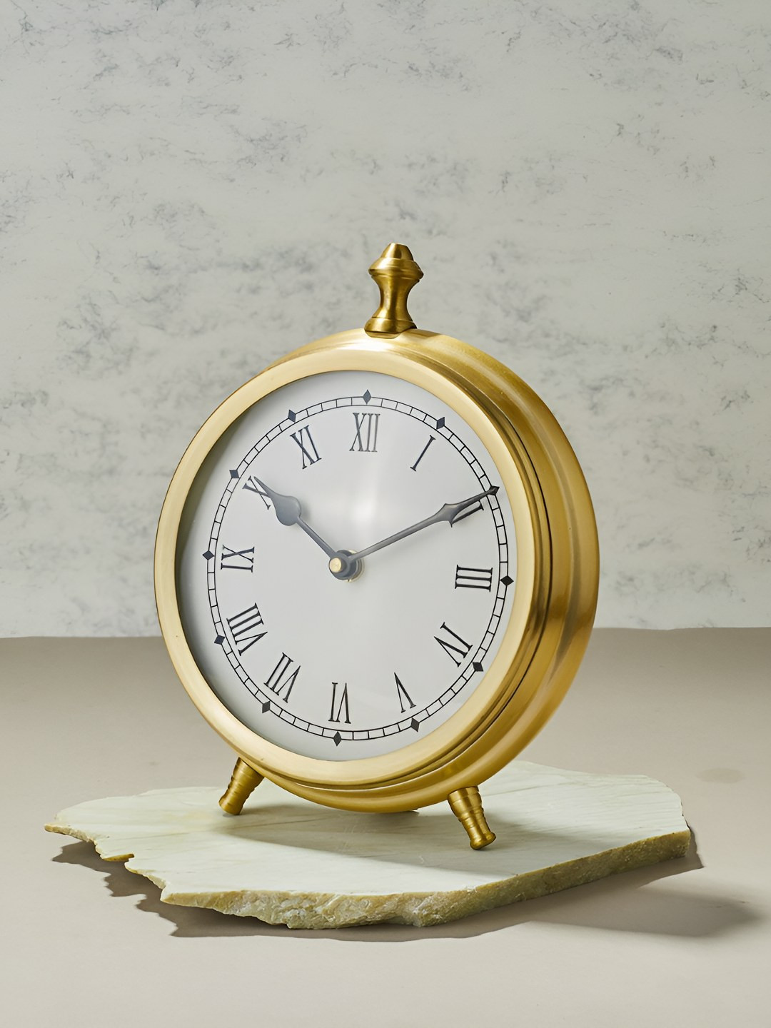 Fabindia Gold-Toned & White Contemporary Table Clock