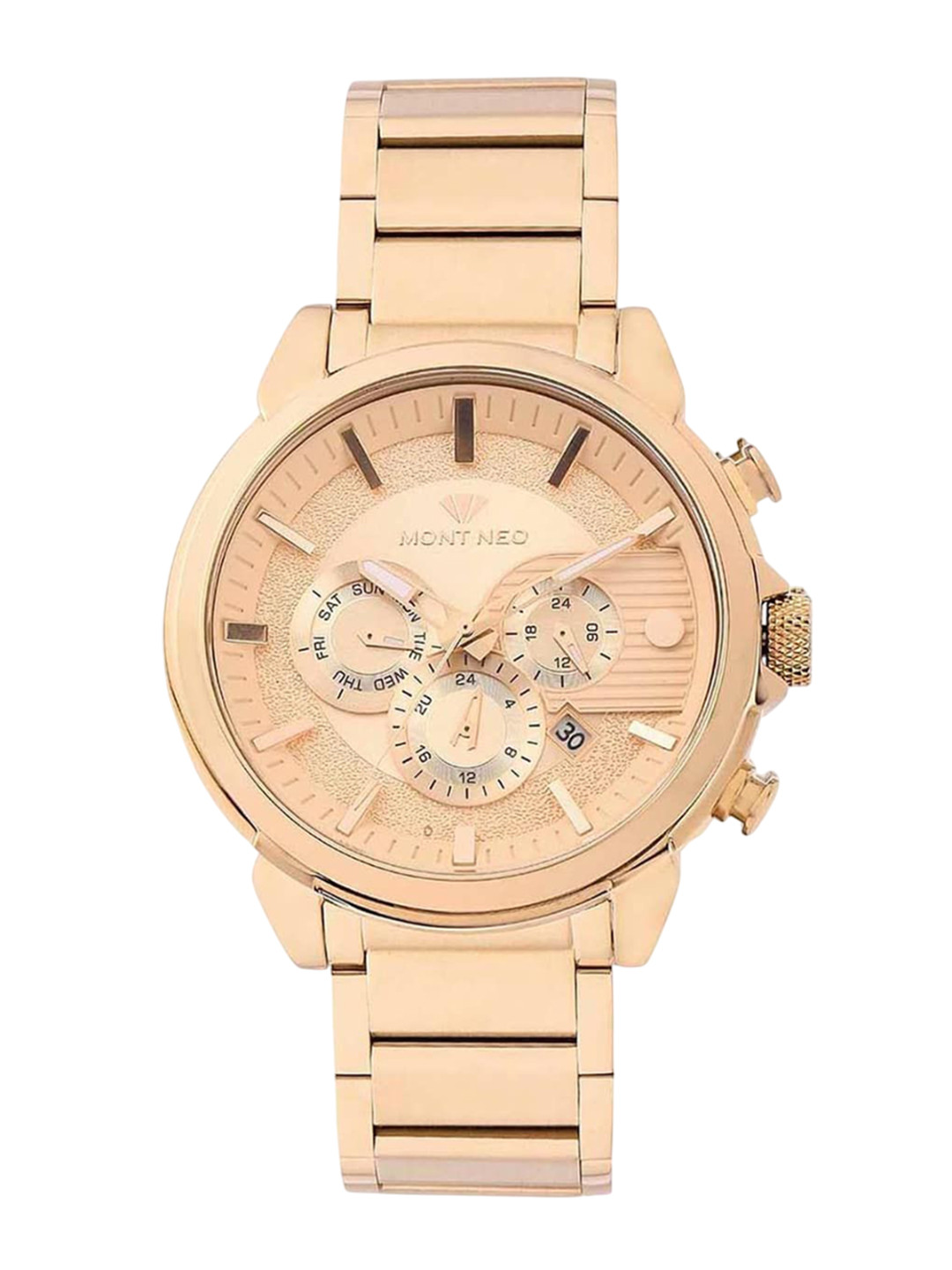 MONT NEO Men Textured Dial & Metal Straps Analogue Multi Function Watch 1058M-M3307