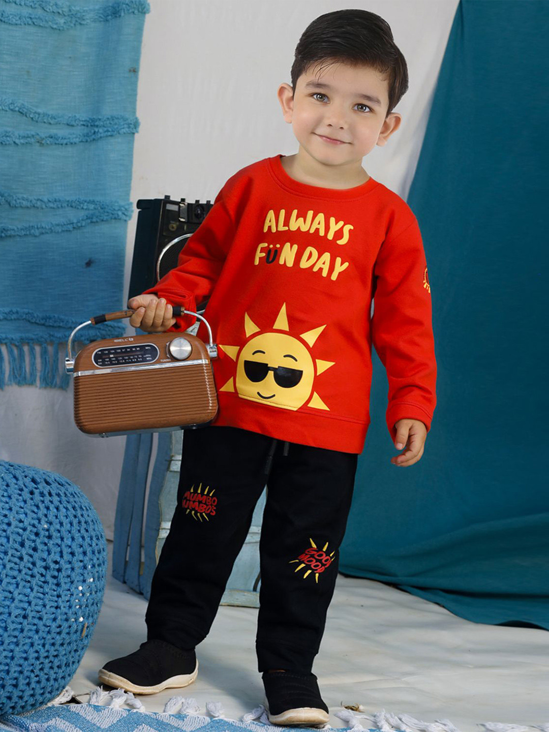 Bad Boys Boys Printed Round Neck Pure Cotton T-shirt With Joggers