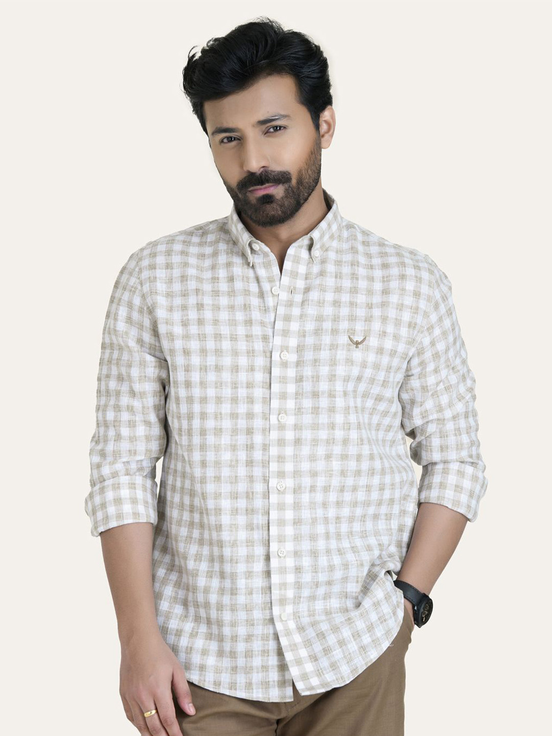 PERCH Men Slim Fit Opaque Checked Casual Shirt