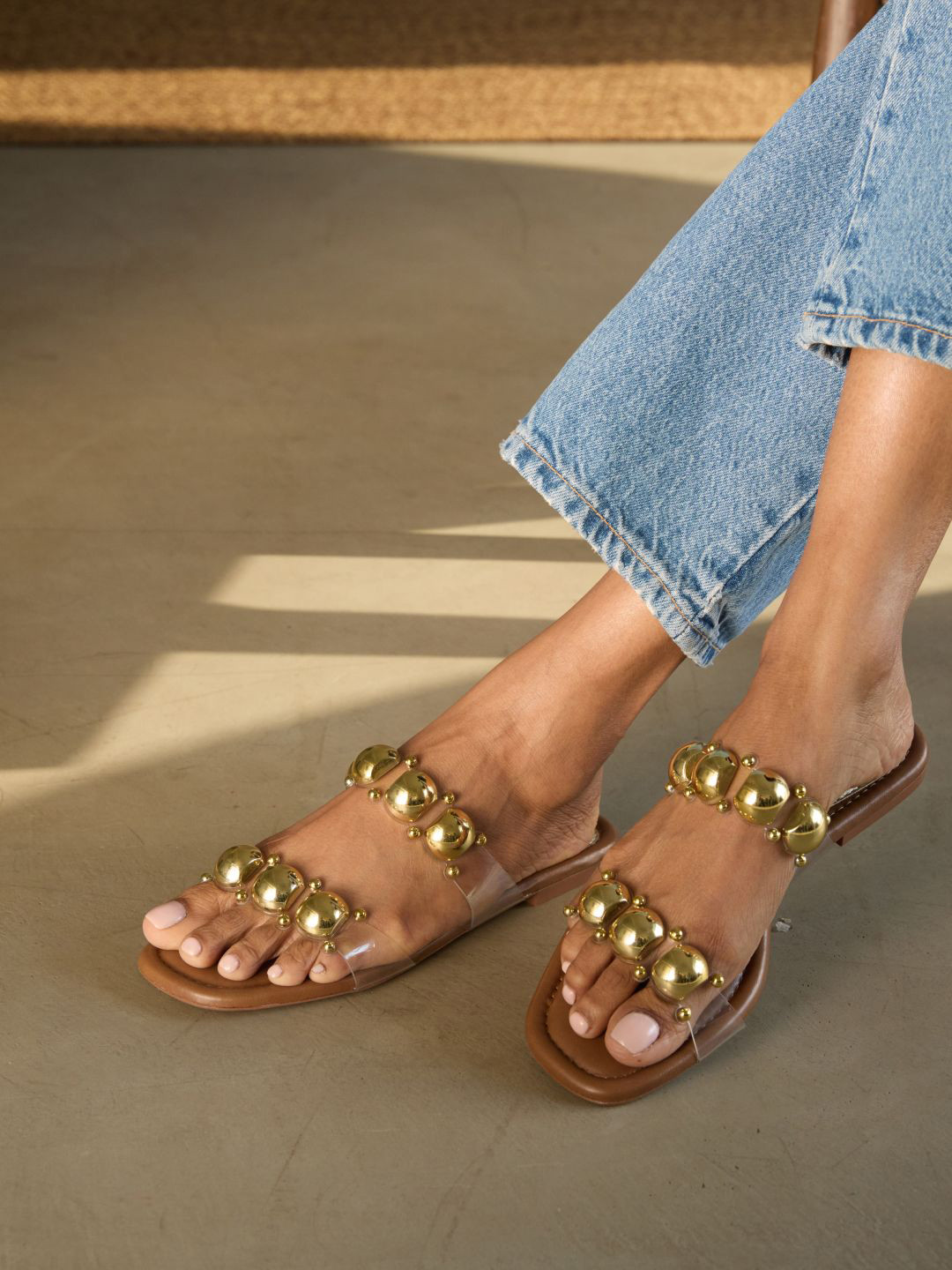 CAI Gold Dome Two Strap Flat