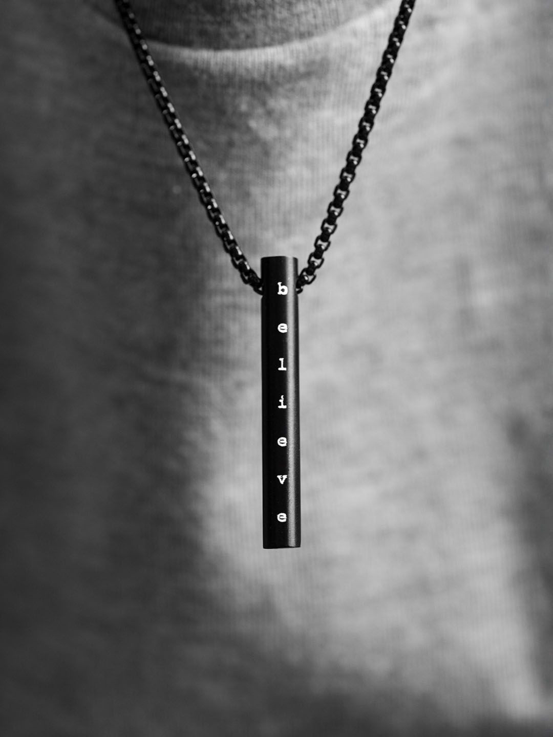 Mesmerize Barrel Men Stainless Steel Believe Motivation Barrel Pendant With Chain