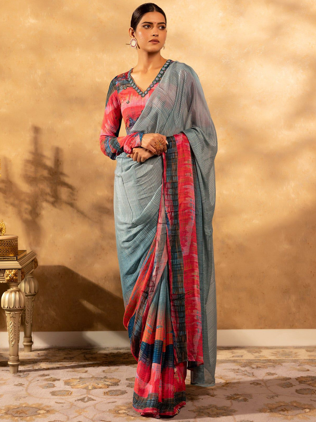 Ambraee Fuchsia Grace Saree