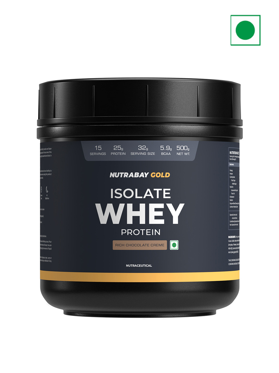Nutrabay Gold 100% Whey Protein Isolate - 500 g - Rich Chocolate Creme