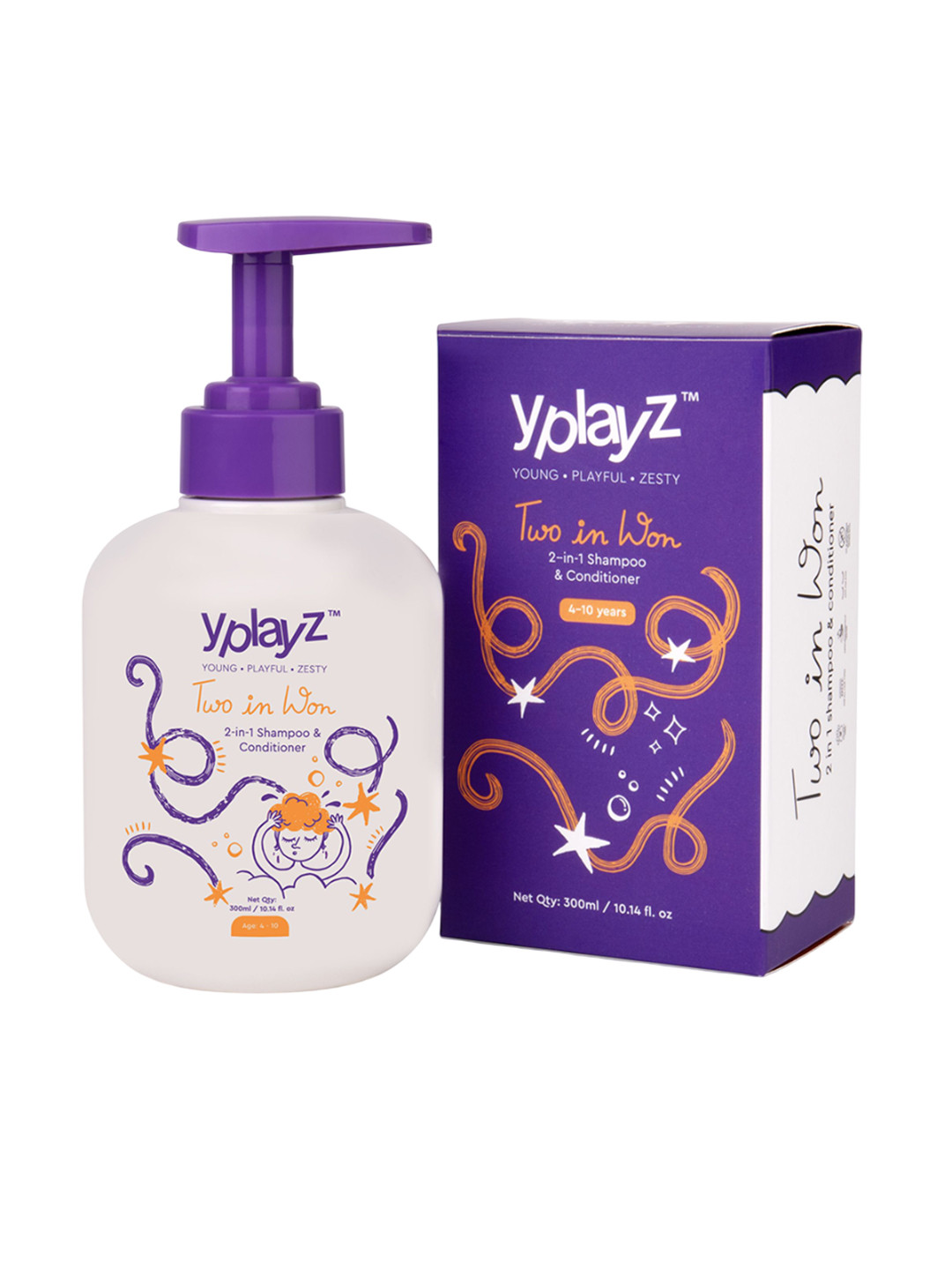 YplayZ Kids 2 In 1 Shampoo & Conditioner - Anti Frizz & Scalp Care - 300 ml