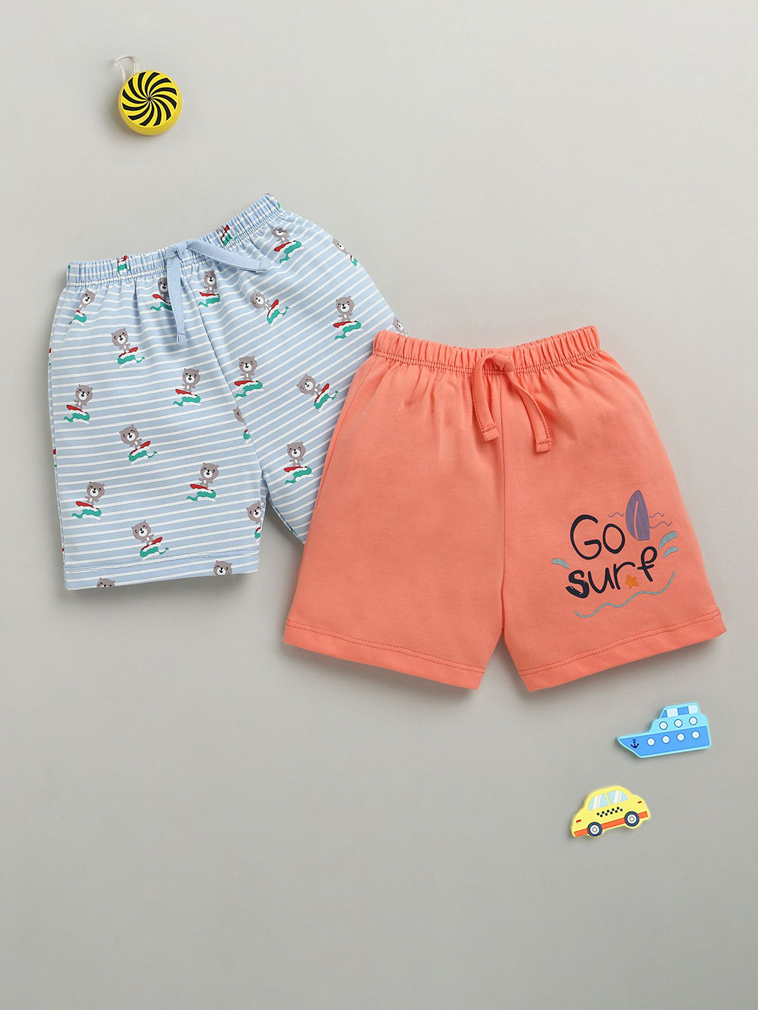 BUMZEE Boys Pack Of 2 Cotton Mid-Rise Printed Shorts