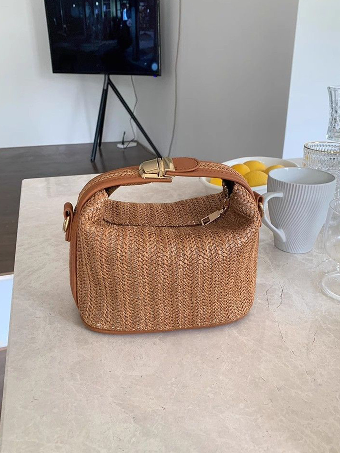 CORSICA Printed Bowling Shoulder Bag with Tasselled