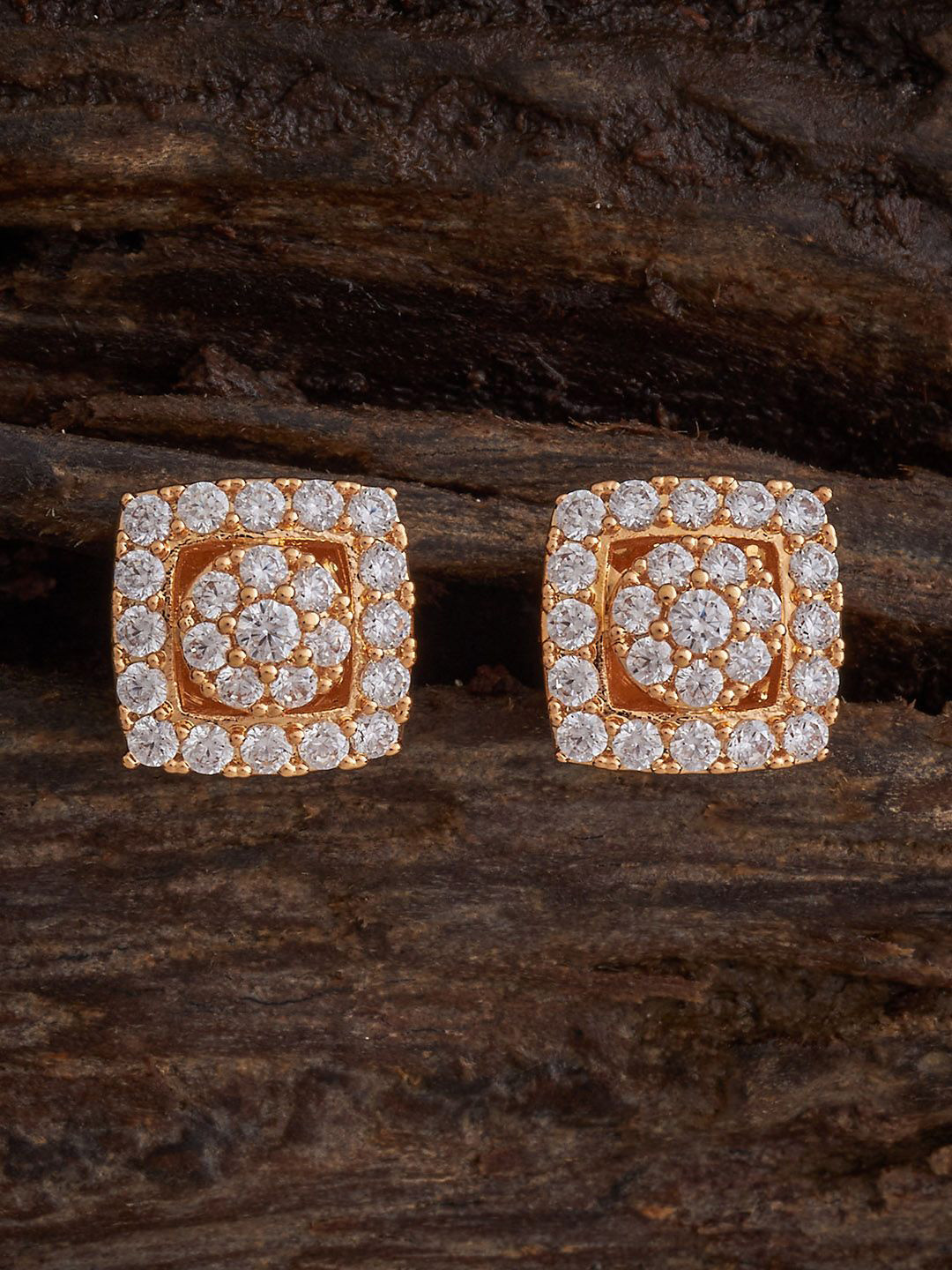 Kushal's Fashion Jewellery Rhodium-Plated CZ Stone Embellished Bridal Classic Hoops