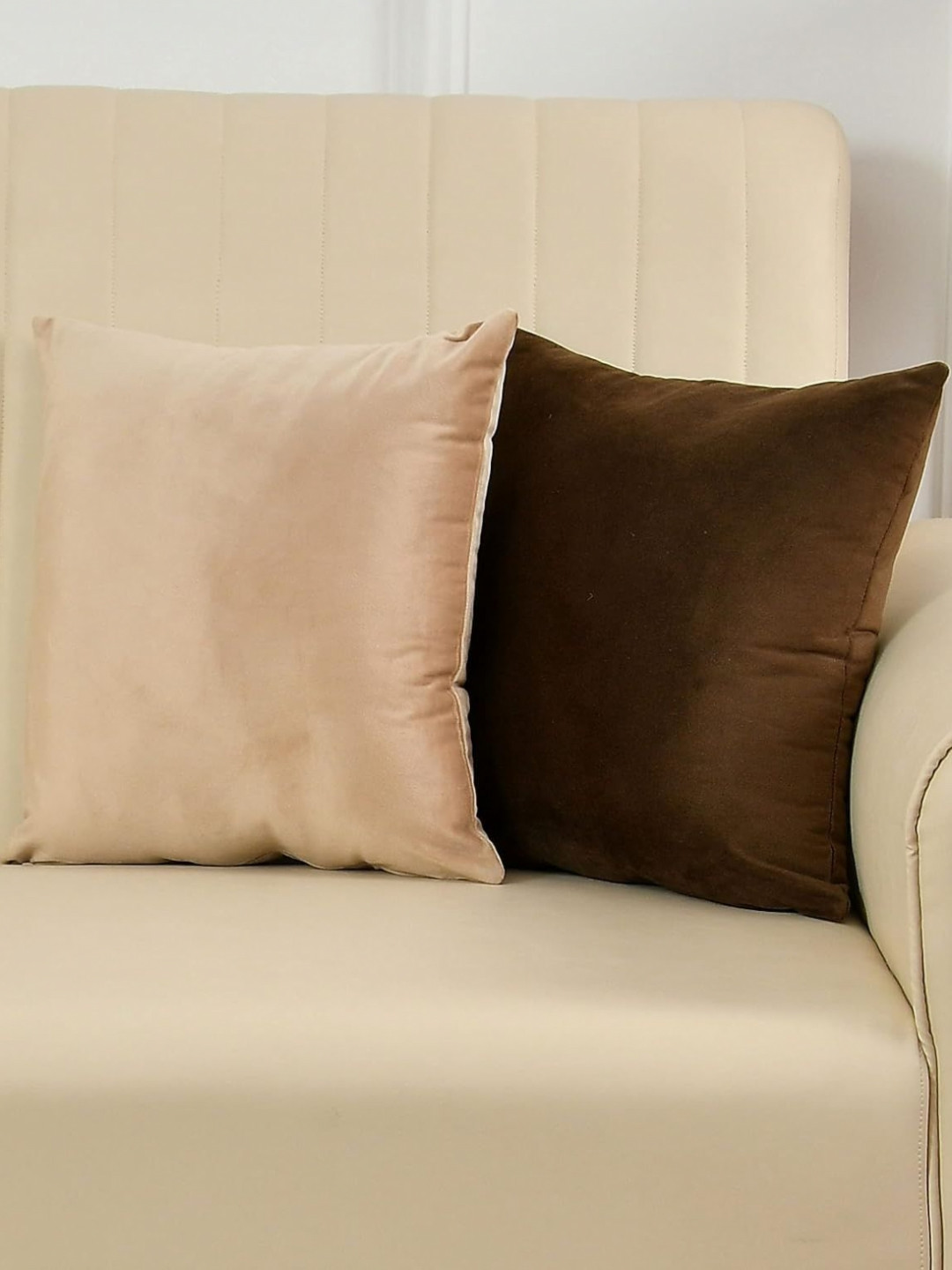 Shadowkart Beige 2 Pieces Square Pillow Covers