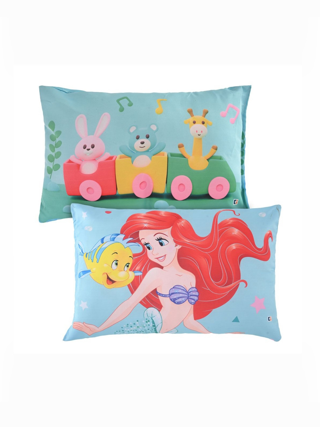 Aura Blue Cartoon Characters Cotton Set of 2 Medium Cotton Sleep Pillow-10 x 30 x 45 cm