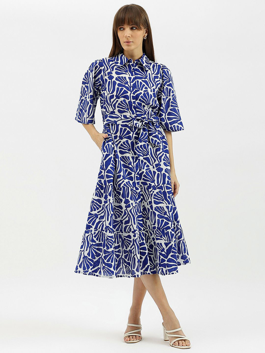 United Colors of Benetton Animal Print Shirt Midi Dress