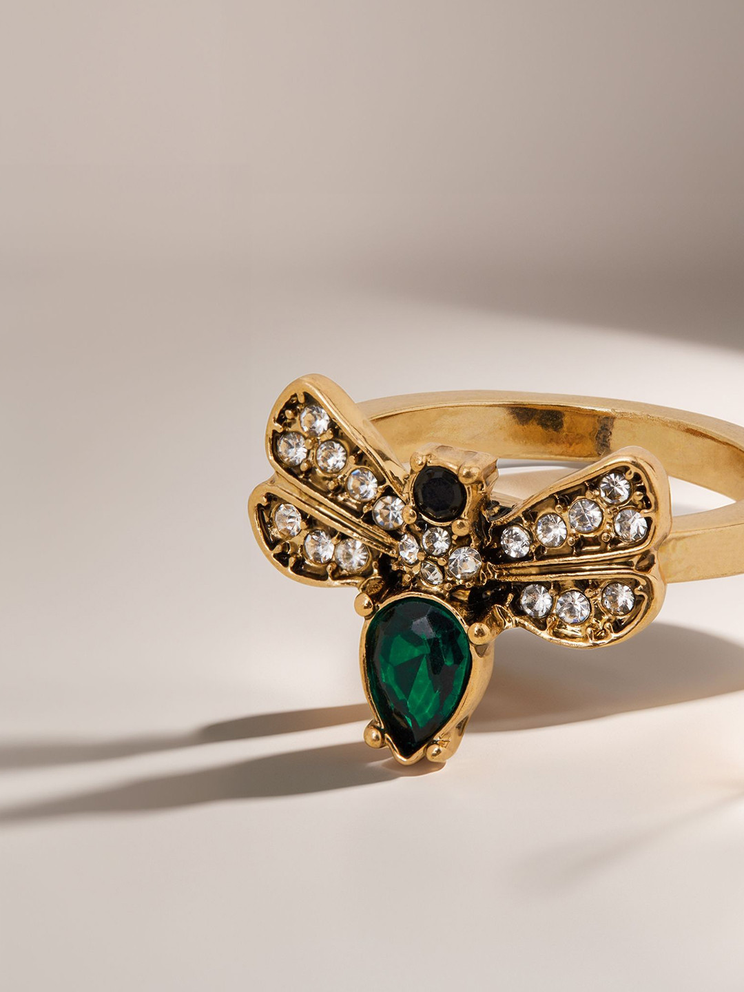 Accessorize Crystals-Studded Gemstone Bee Ring