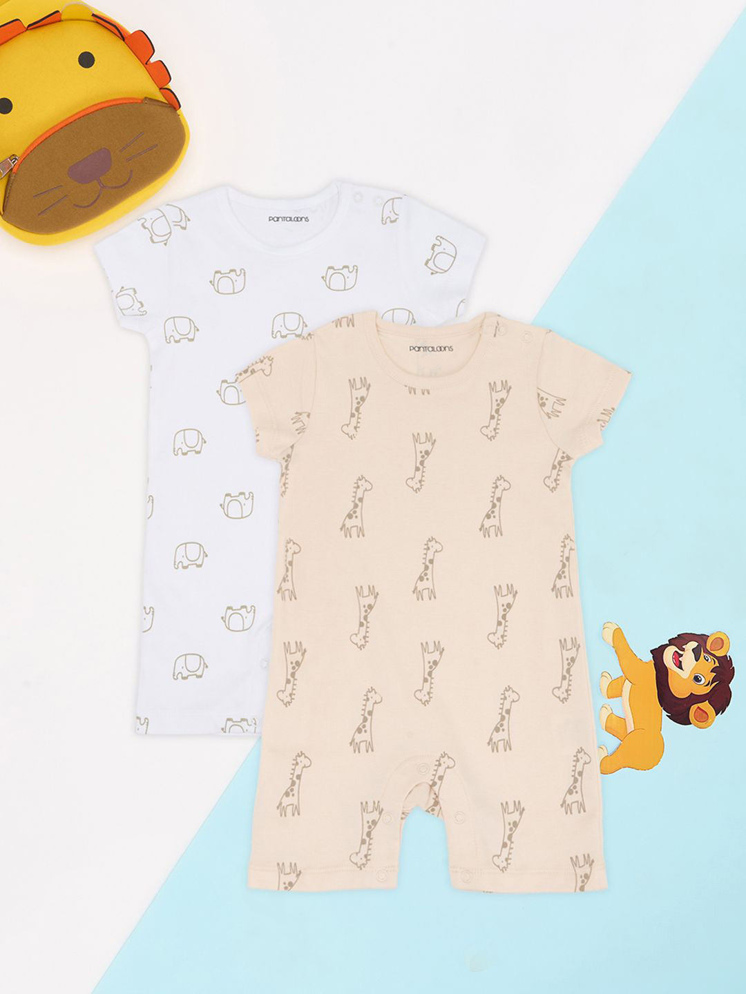 Pantaloons Baby Infants Pack Of 2 Printed Rompers