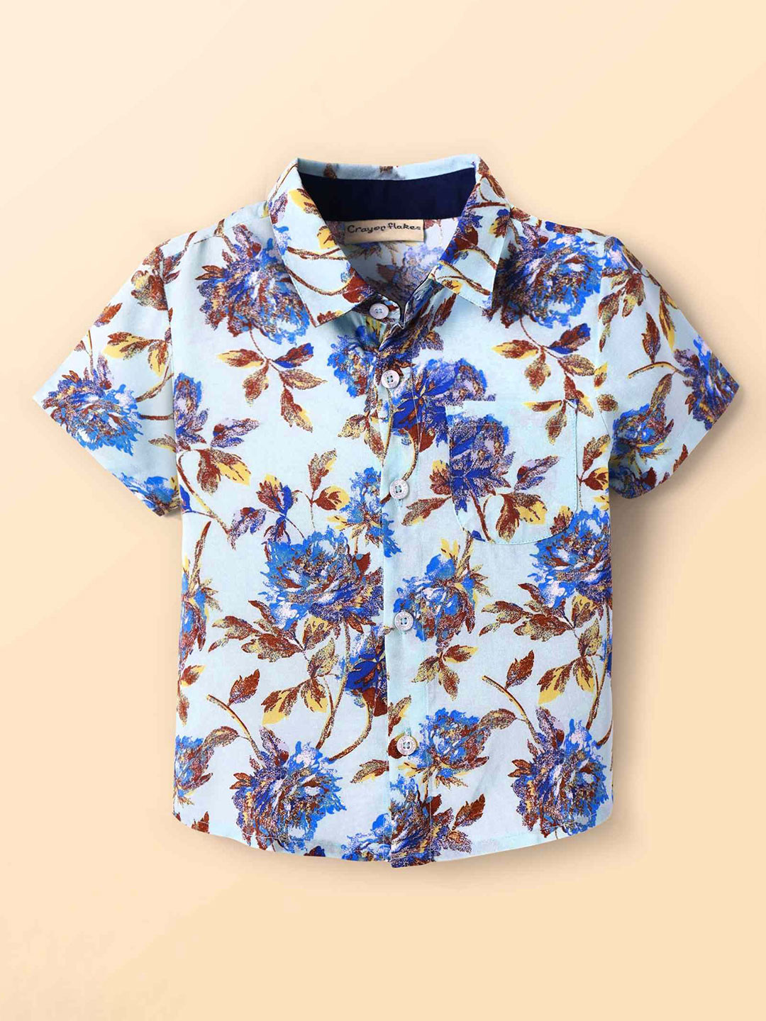 CrayonFlakes Floral Viscose Rayon Short Sleeves Shirt