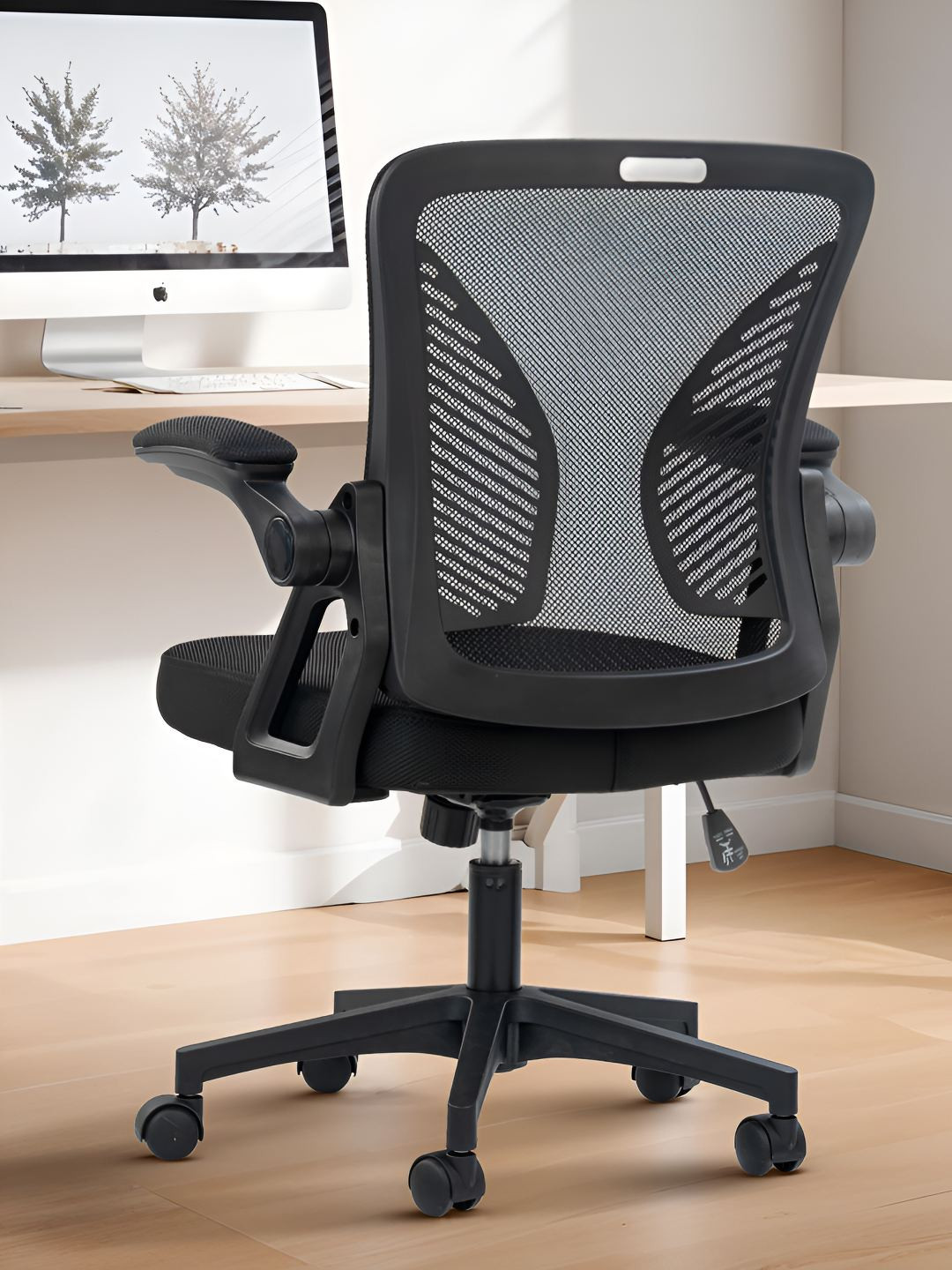 DROGO Ergonomic Black High Back Mesh Adjustable Seat Rocking & Flip Up Armrest Study Chair