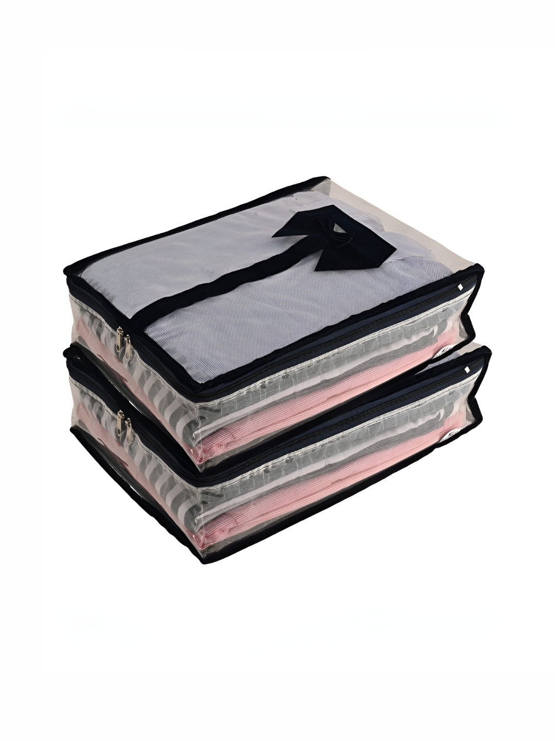 Aura Blue Set of 2 PVC Transparent Shirt Cover Organisers Wardrobe Clothes Storage Bag