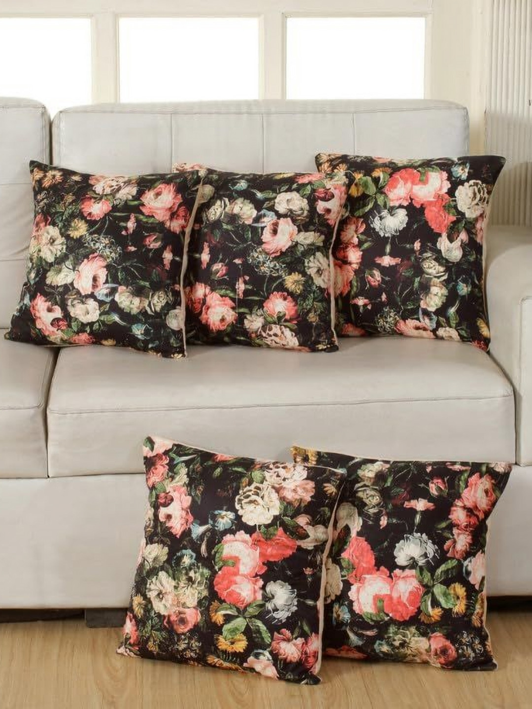 Shadowkart Black 2 Pieces Self Design Square Pillow Covers