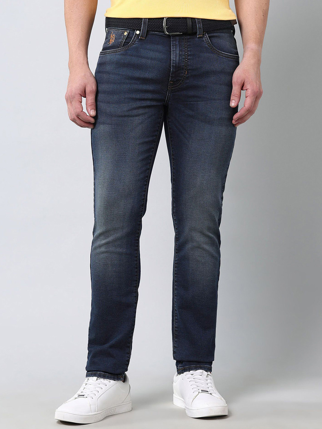 U.S. Polo Assn. Denim Co. Men Ultra Soft Skinny Fit Light Fade Mid-Rise Jeans