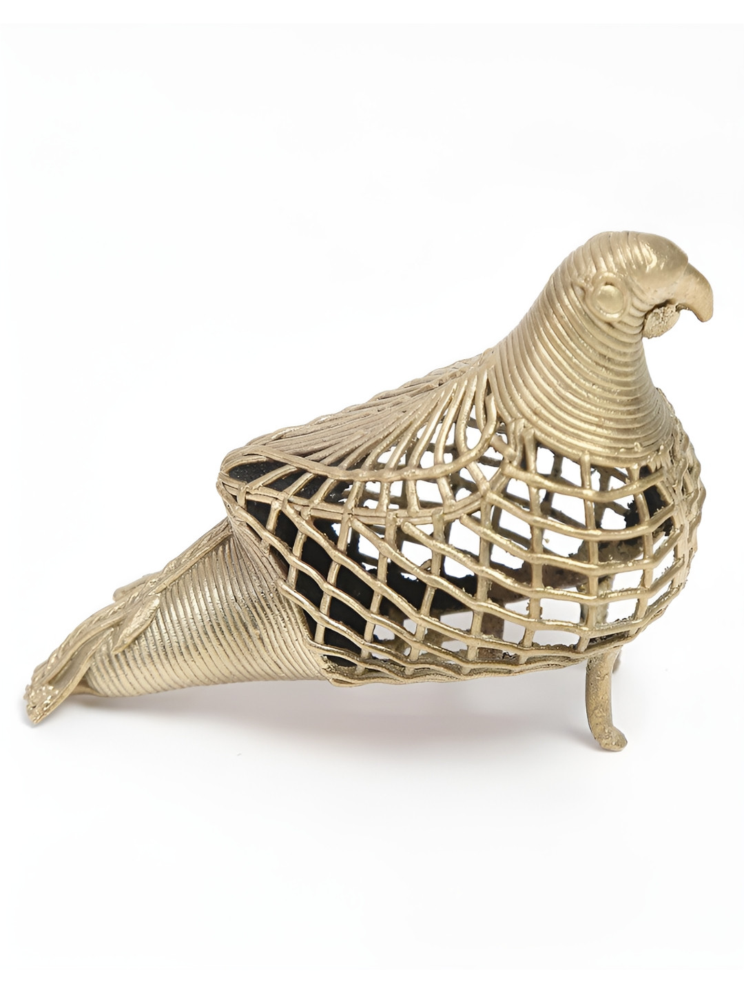 Fabindia Antique Yatan Gold Metal Metallic Living Room Small Showpiece - 7.9 Inches