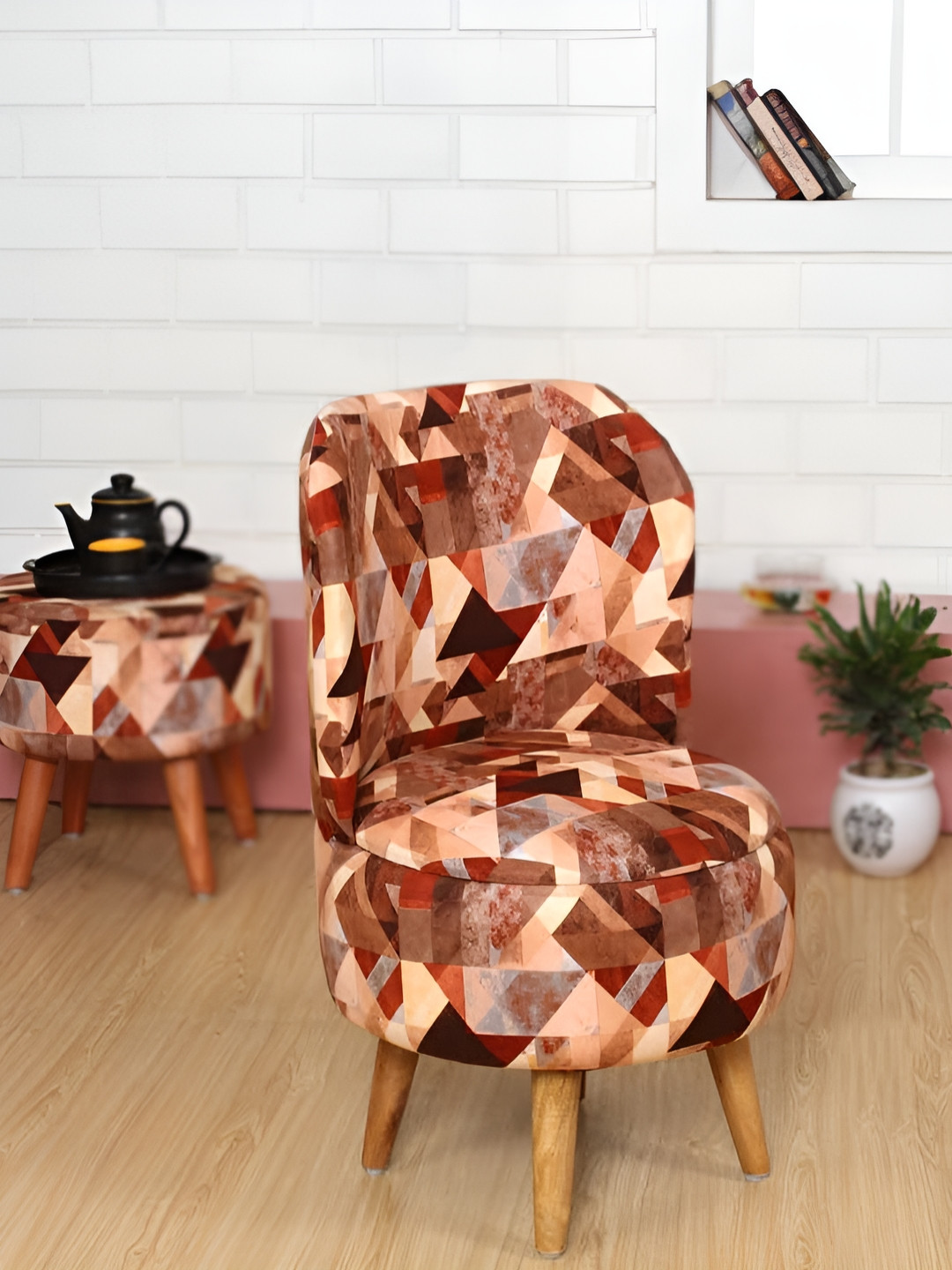 Shadowkart Brown Wooden Mudda Pouffe Ottoman