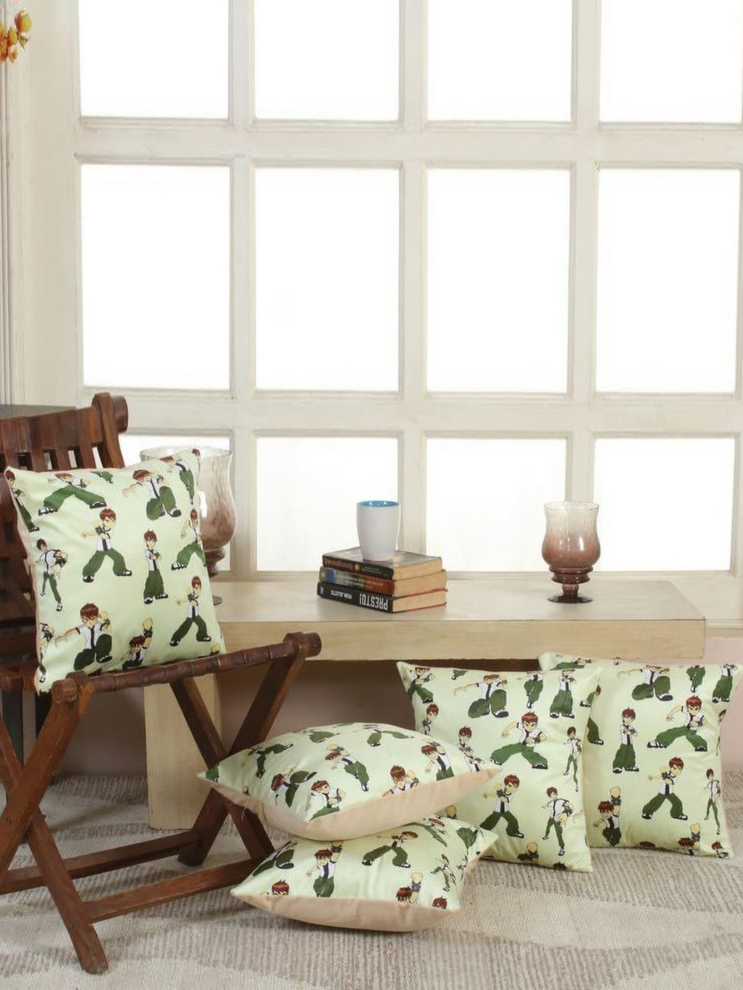 Shadowkart Green 2 Pieces Self Design Square Pillow Covers