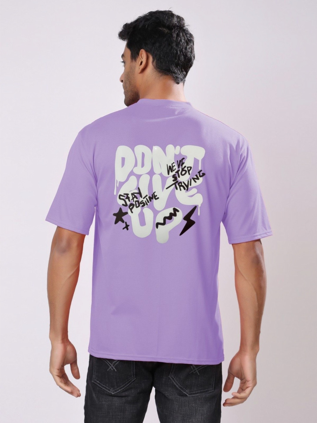Purple Men Typography Printed Longline T-shirt