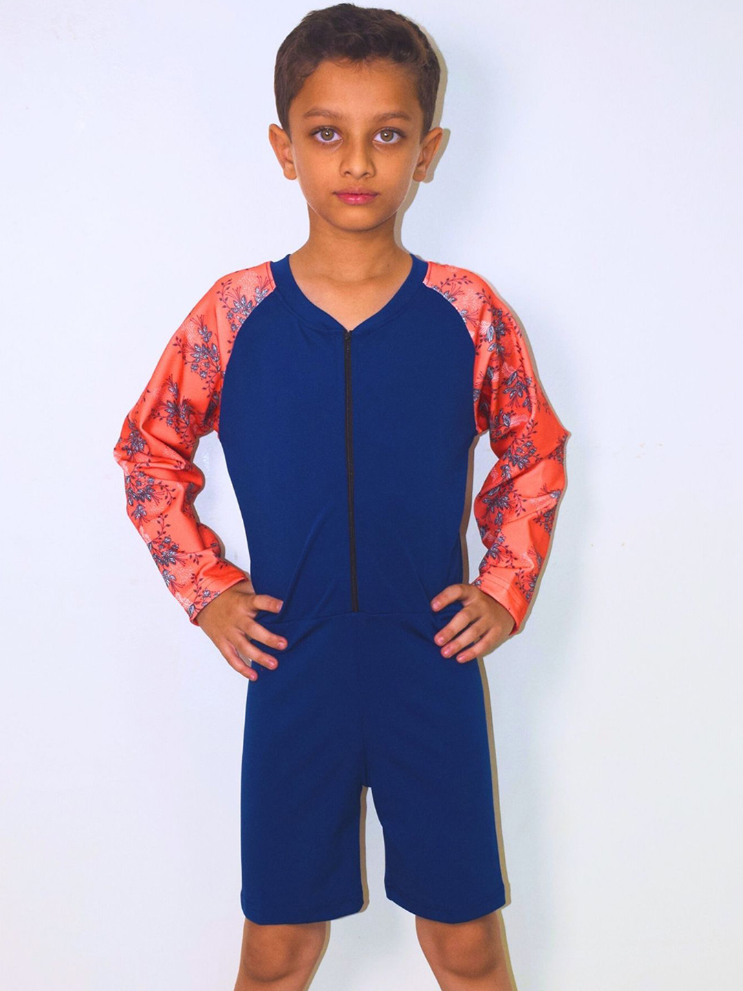 Aqua Holic Boy Printed Round Neck Swim Leg Suit