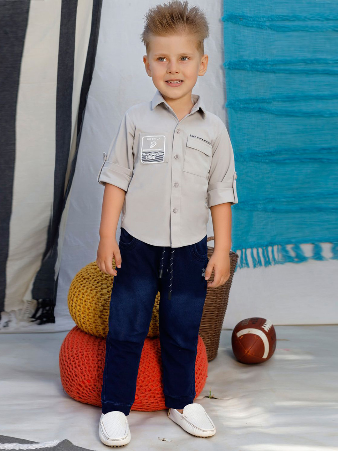 Bad Boys Boys Printed Pure Cotton Shirt With Trousers