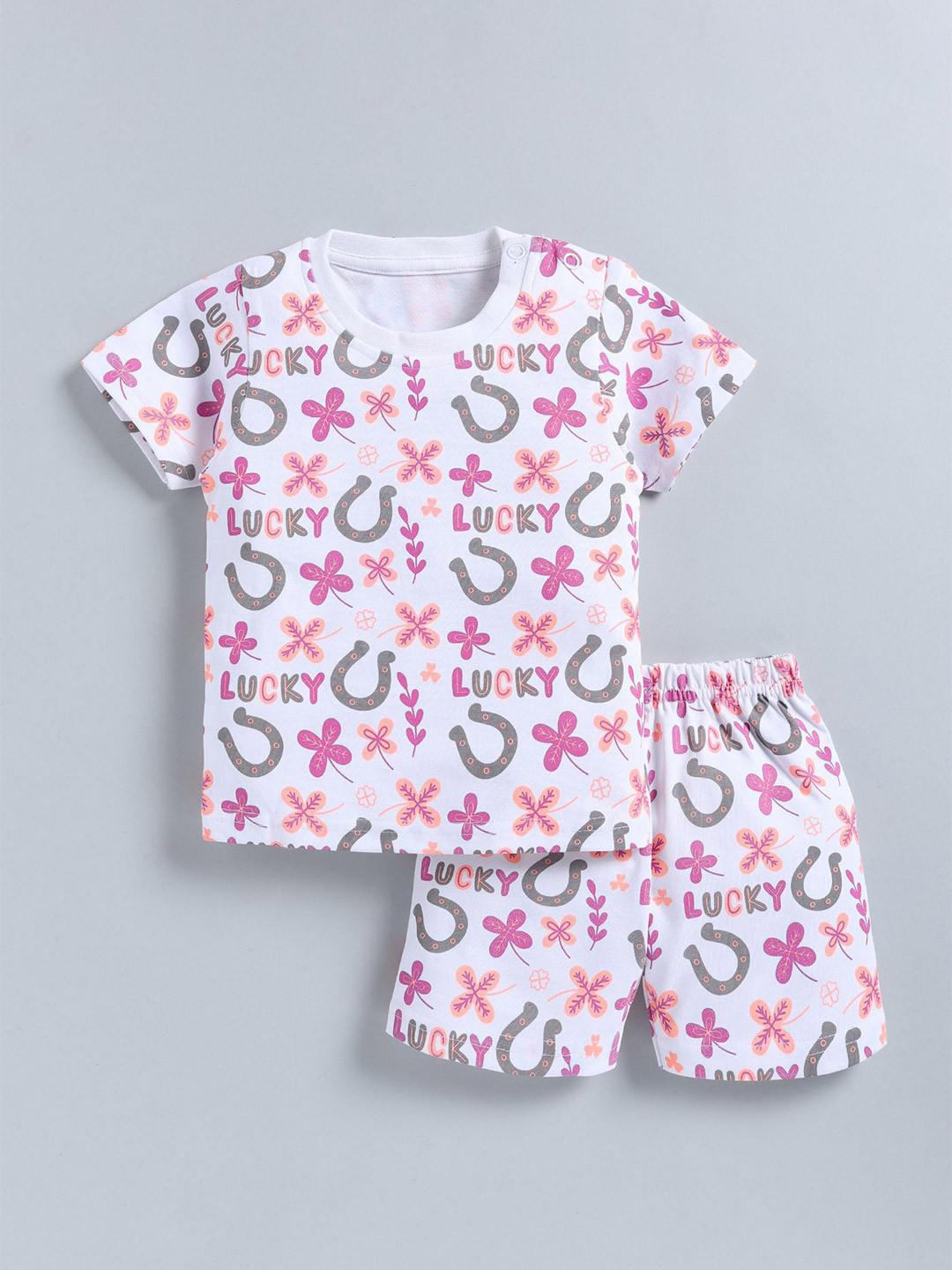 Cutopies Kids Printed Round Neck Half Sleeve Summer Pure Cotton T-shirt With Shorts