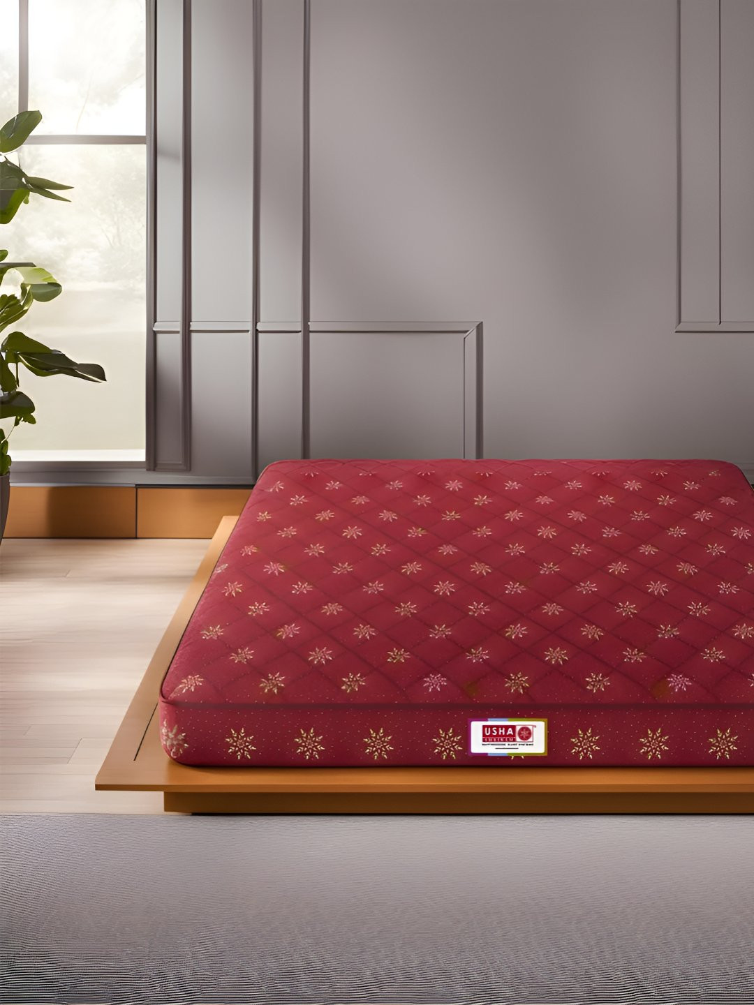 USHA SHRIRAM Resteria Golden Fibre Tech. Coir Foam Queen Size 6 Inch Mattress (75X66)