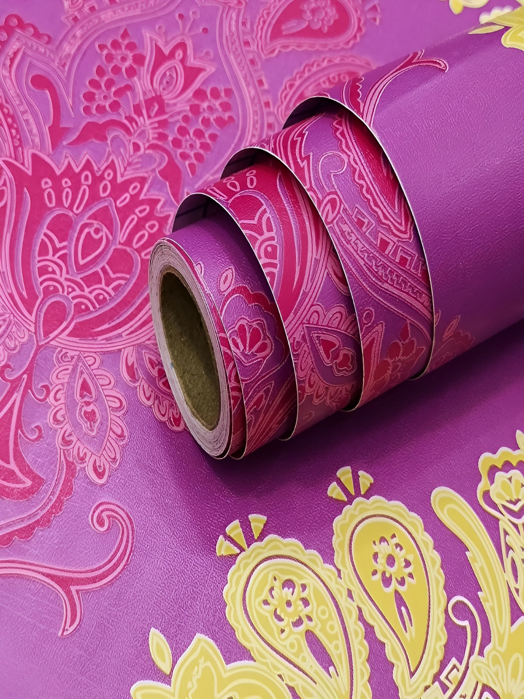 AmazingKarts Pink & Yellow Floral Printed Waterproof Self-Adhesive Wall Sticker