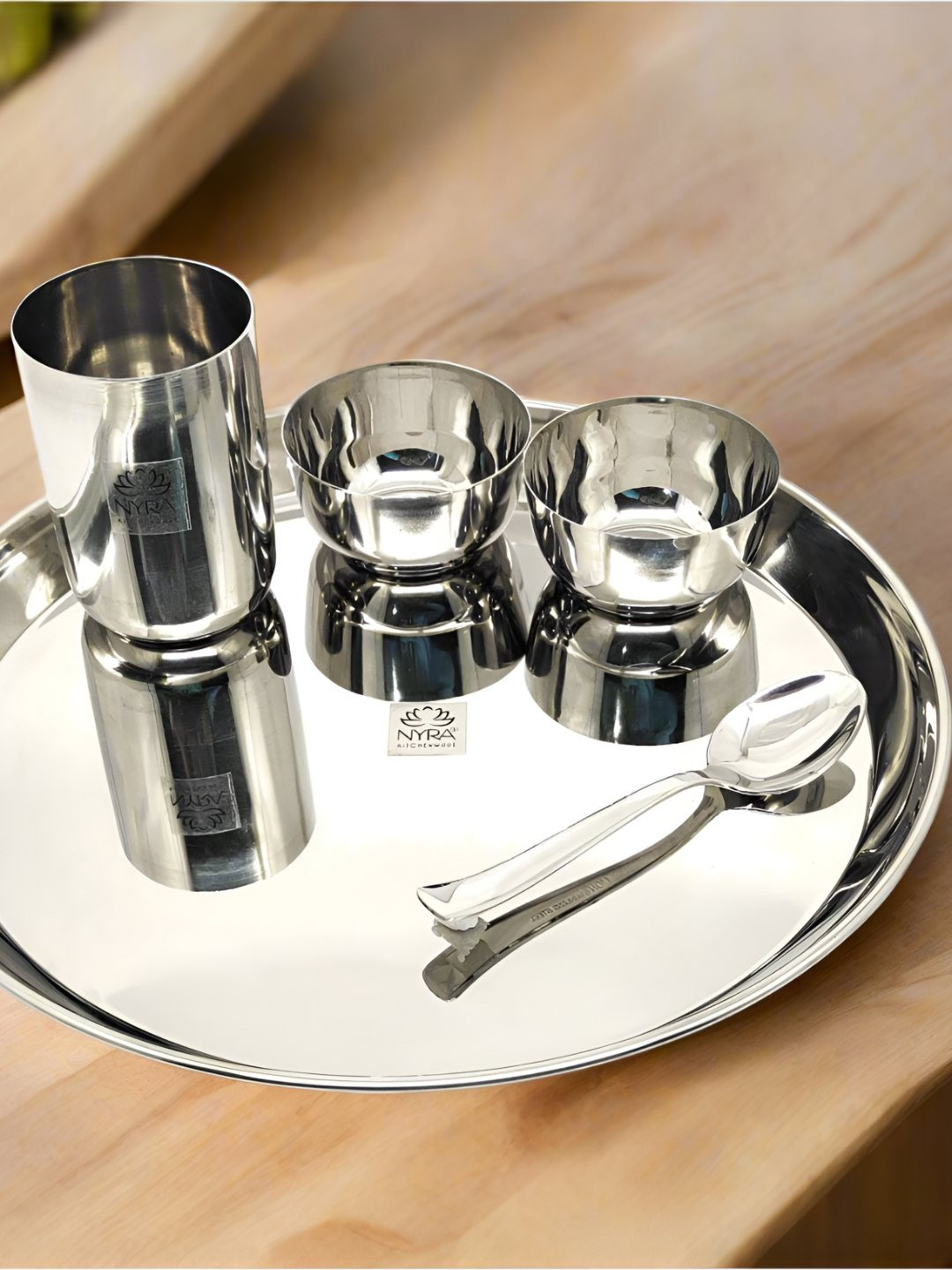 Nyra Kitchenware Premium Steel Solid Stainless Steel Dishwasher Safe 5 Piece Dinner Set