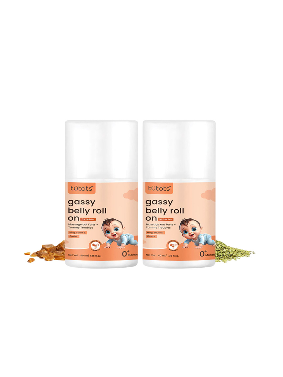 Tutots Set Of 2 Gassy Belly Roll On- 40 ml Each