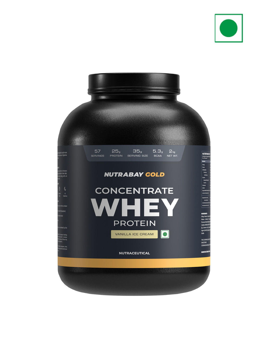 Nutrabay Gold 100% Whey Protein Concentrate- 2 Kg- Vanilla Ice Cream