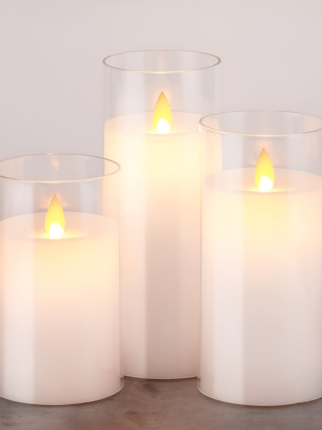 LTETTES Pillar LED Acrylic Glass 3Pcs Scented 1 Wick Solid Geometric Regular Jar Candles