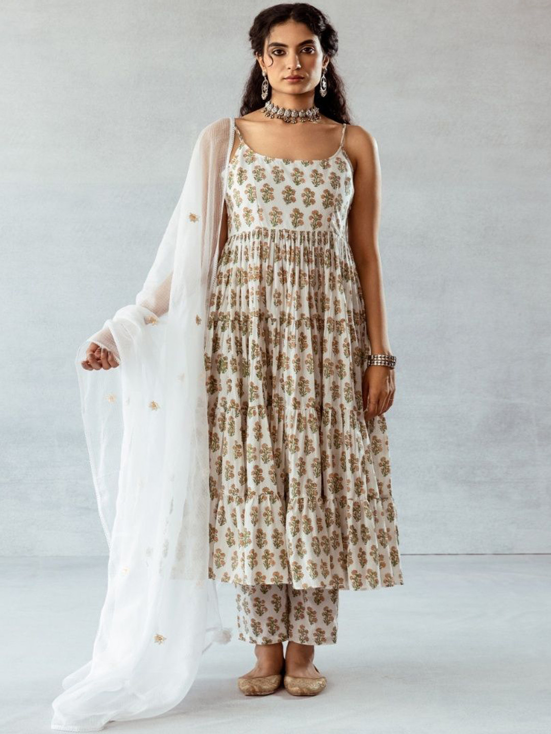 JOVI Women Floral Printed Regular Pure Cotton Kurta with Palazzos & With Dupatta