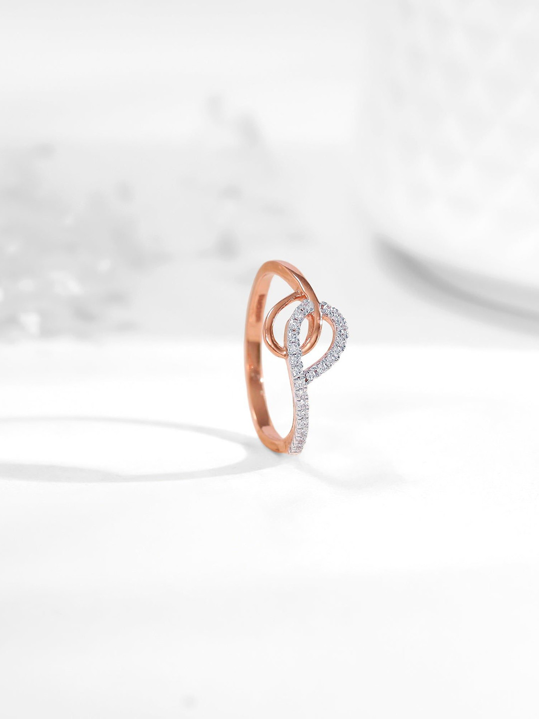 GIVA Rose Gold 14 Kt Nova Diamond Ring-1.534 gms