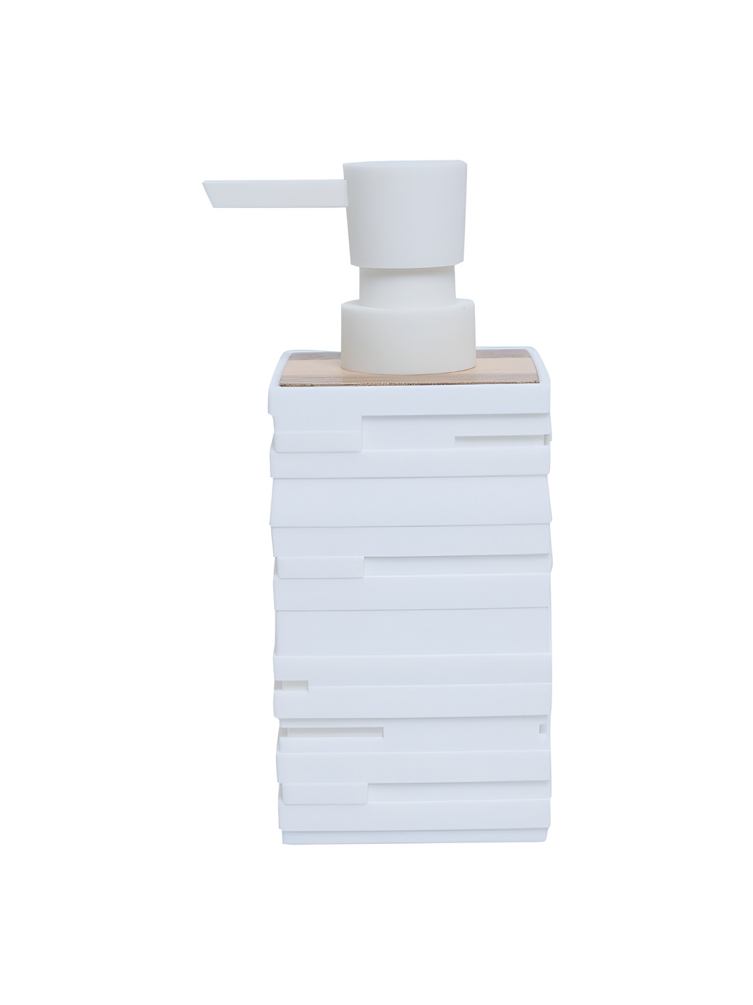 FabSeasons White & Beige Textured Plastic Soap Dispenser