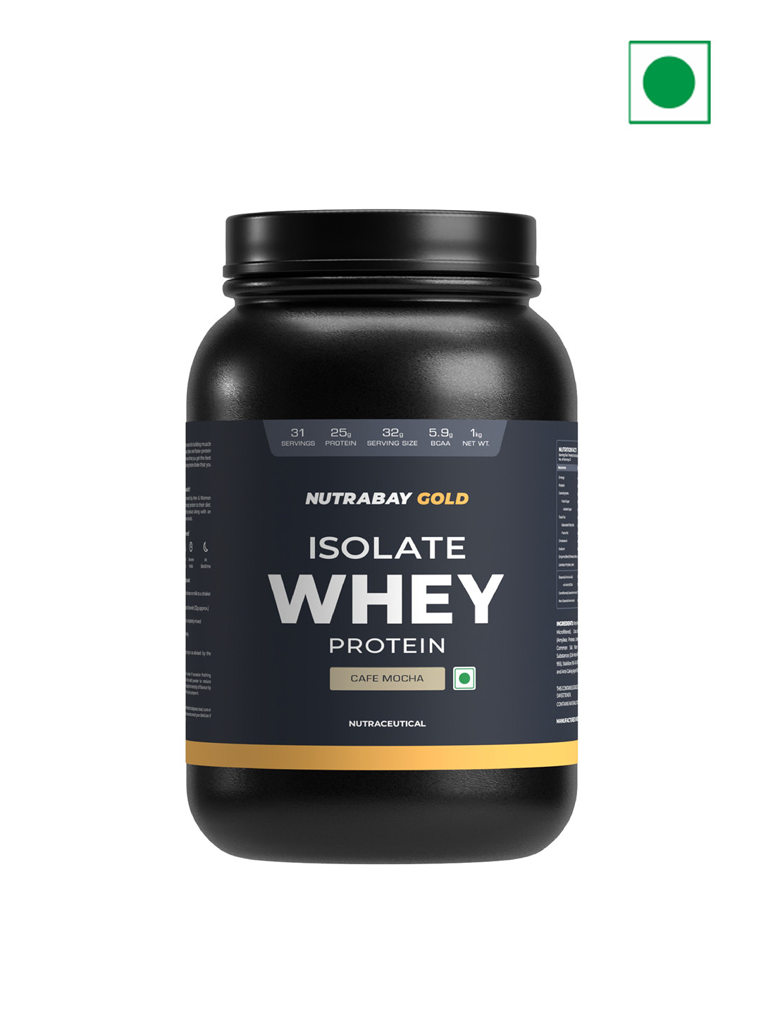 Nutrabay Gold 100% Whey Protein Isolate - 1Kg - Cafe Mocha