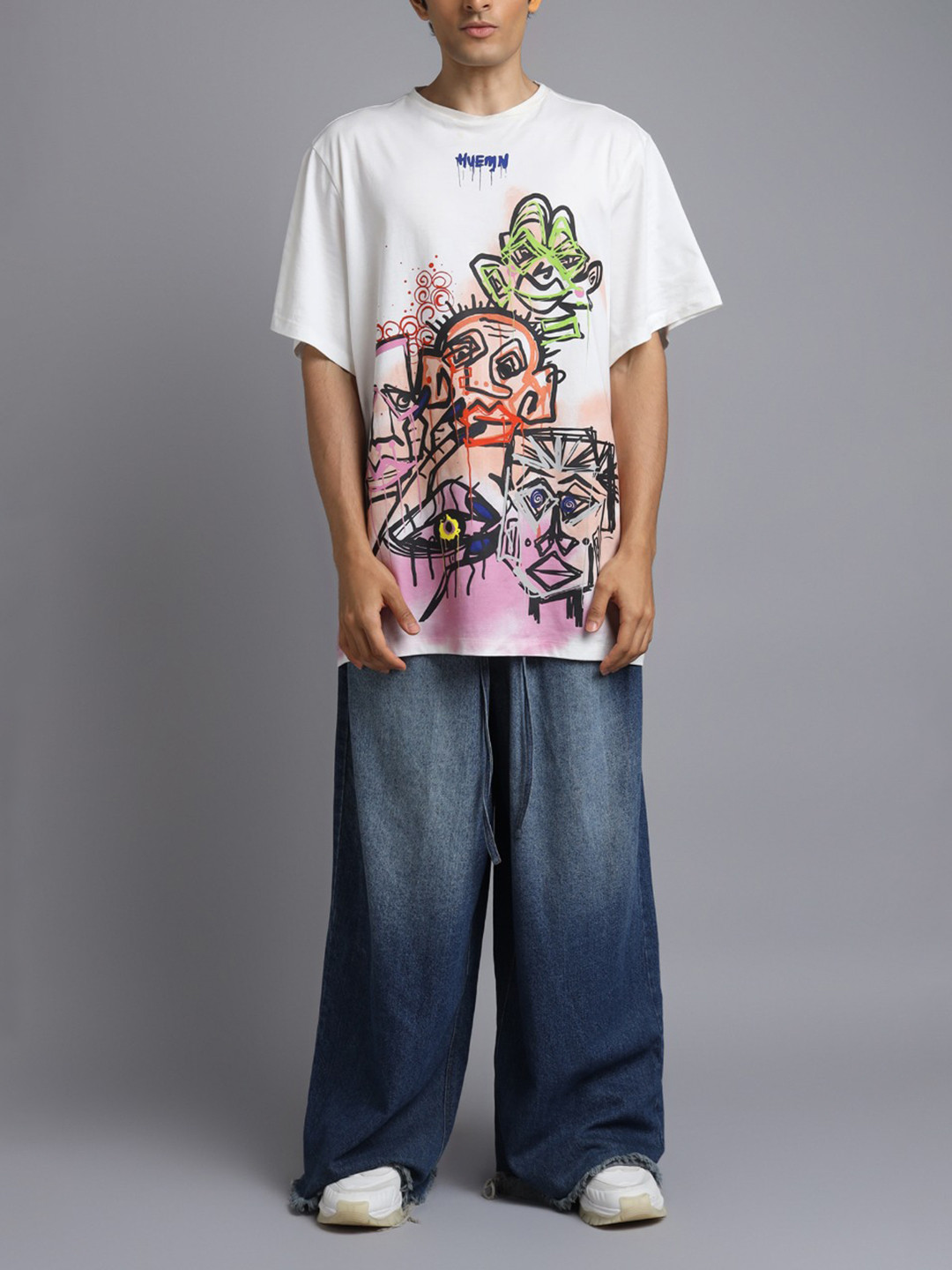 HUEMN Unisex Diversity 2.1 Graphic Printed Cotton Oversized T-shirt