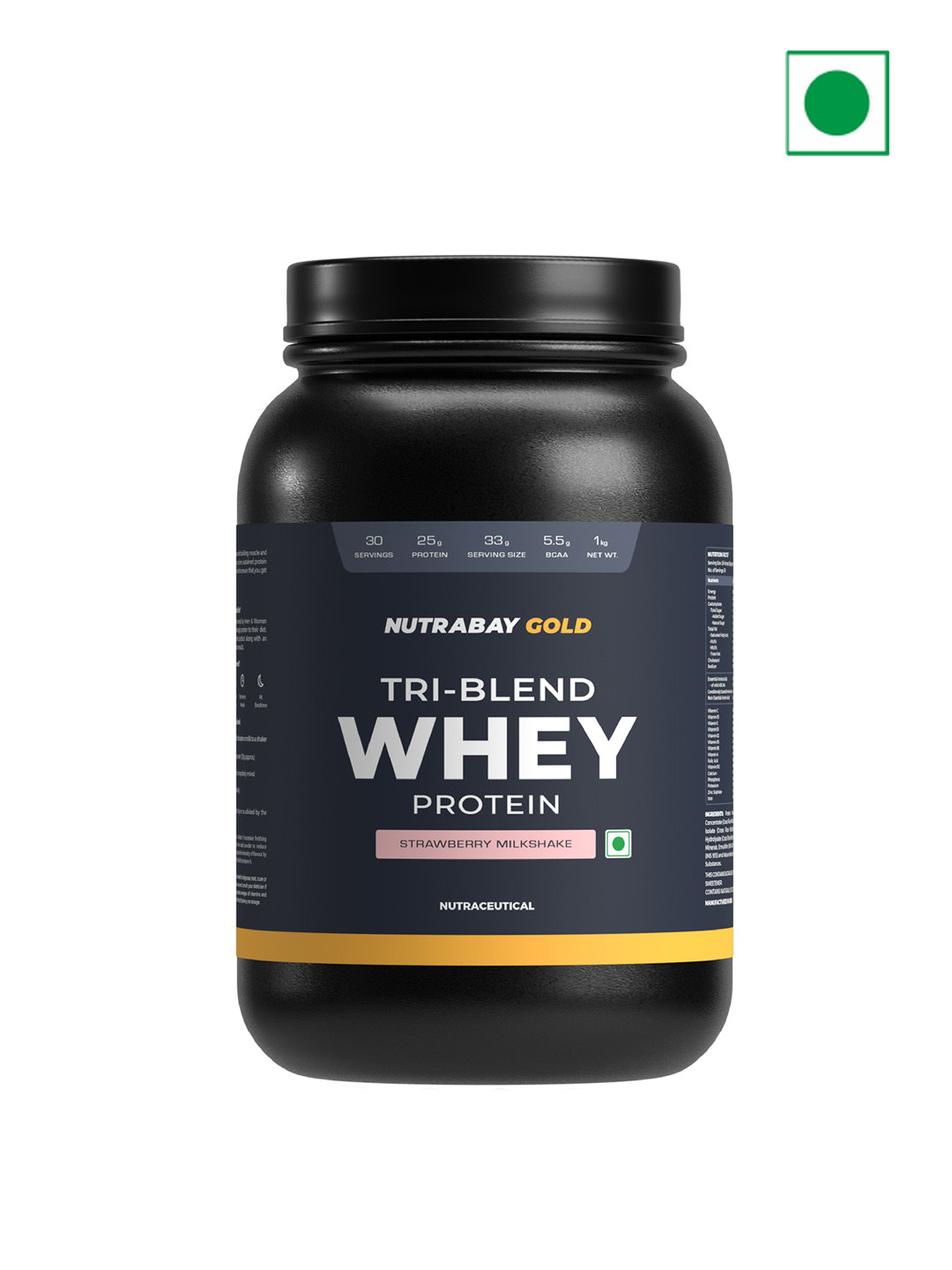 Nutrabay Tri Blend Whey Protein- 1 Kg- Strawberry Milkshake