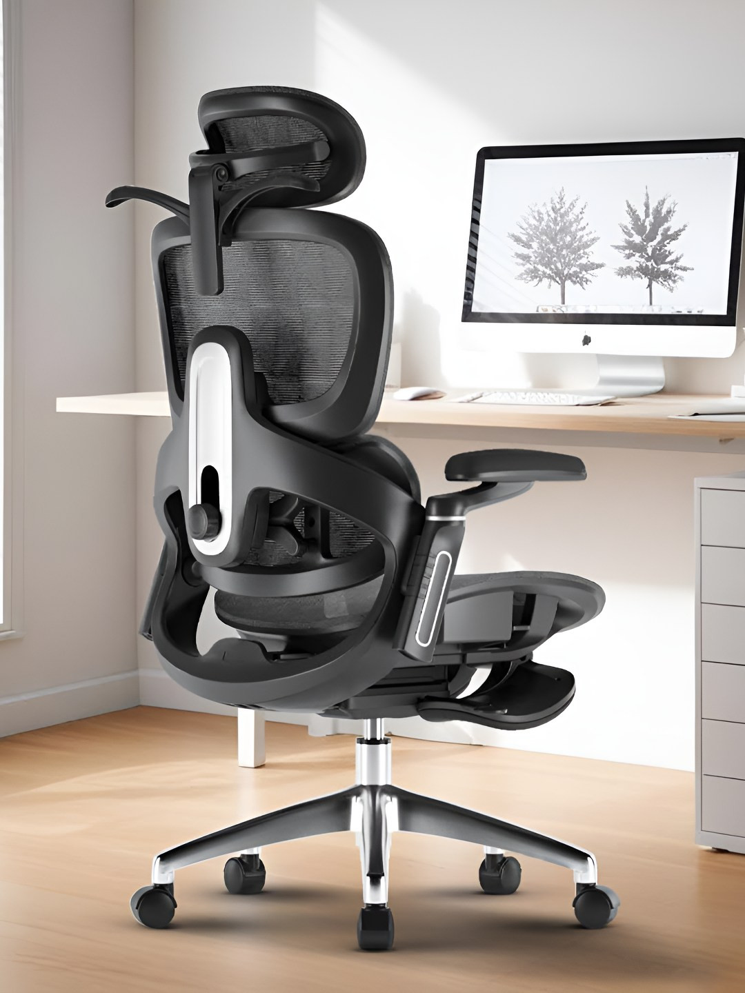 DROGO Black & Grey High Back 6D Armrest & 4D Headrest Office Chair