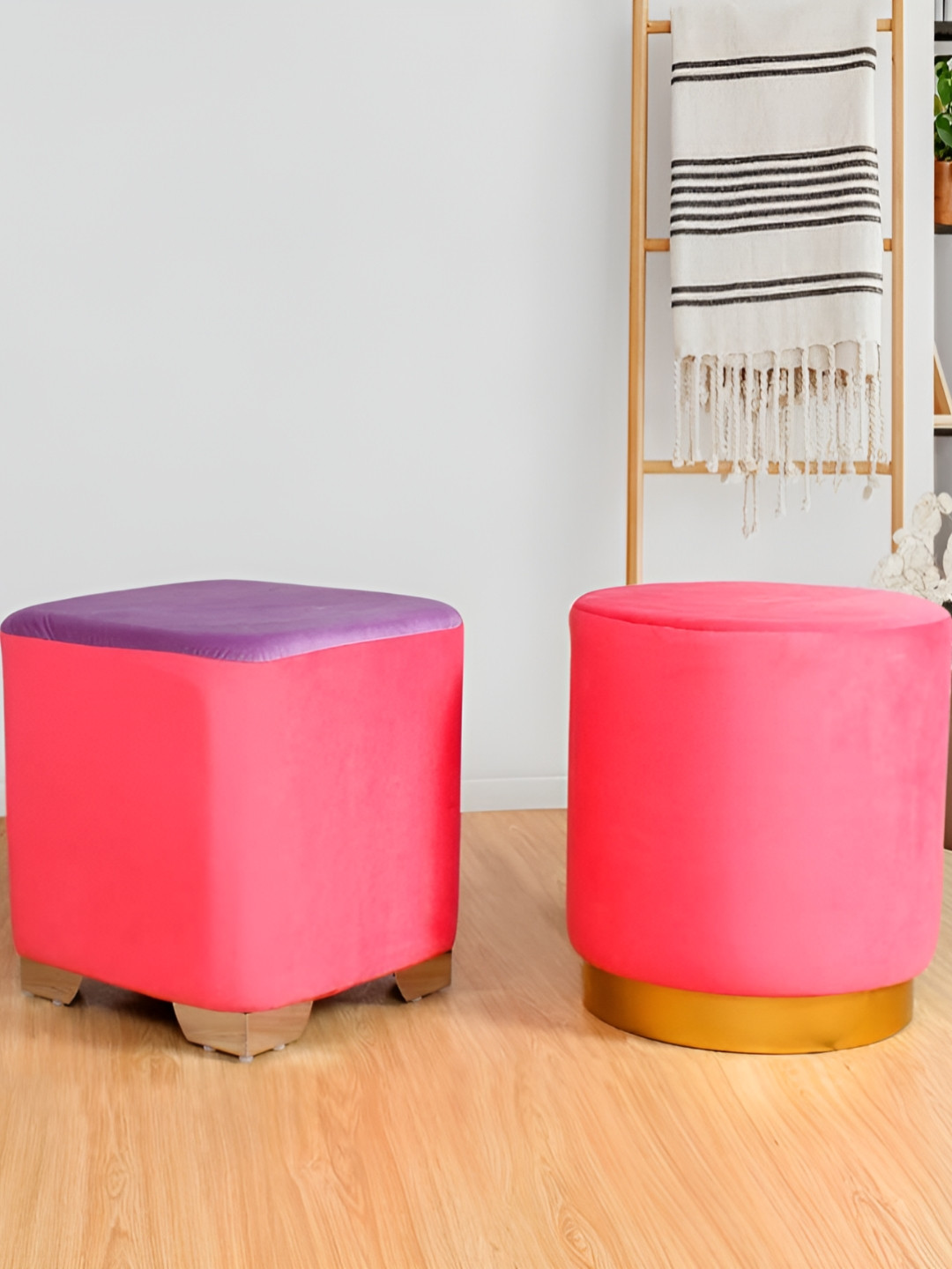 Shadowkart Pack Of 2 Velvet Pouffes Sitting Stool Ottomans