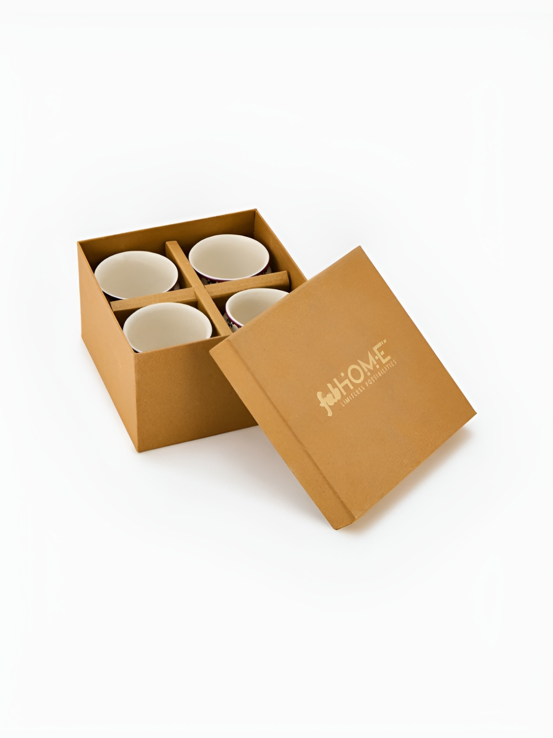 Fabindia Dream Quoted White Textured Ceramic Microwave Safe 4 Piece Kulhad-180ml