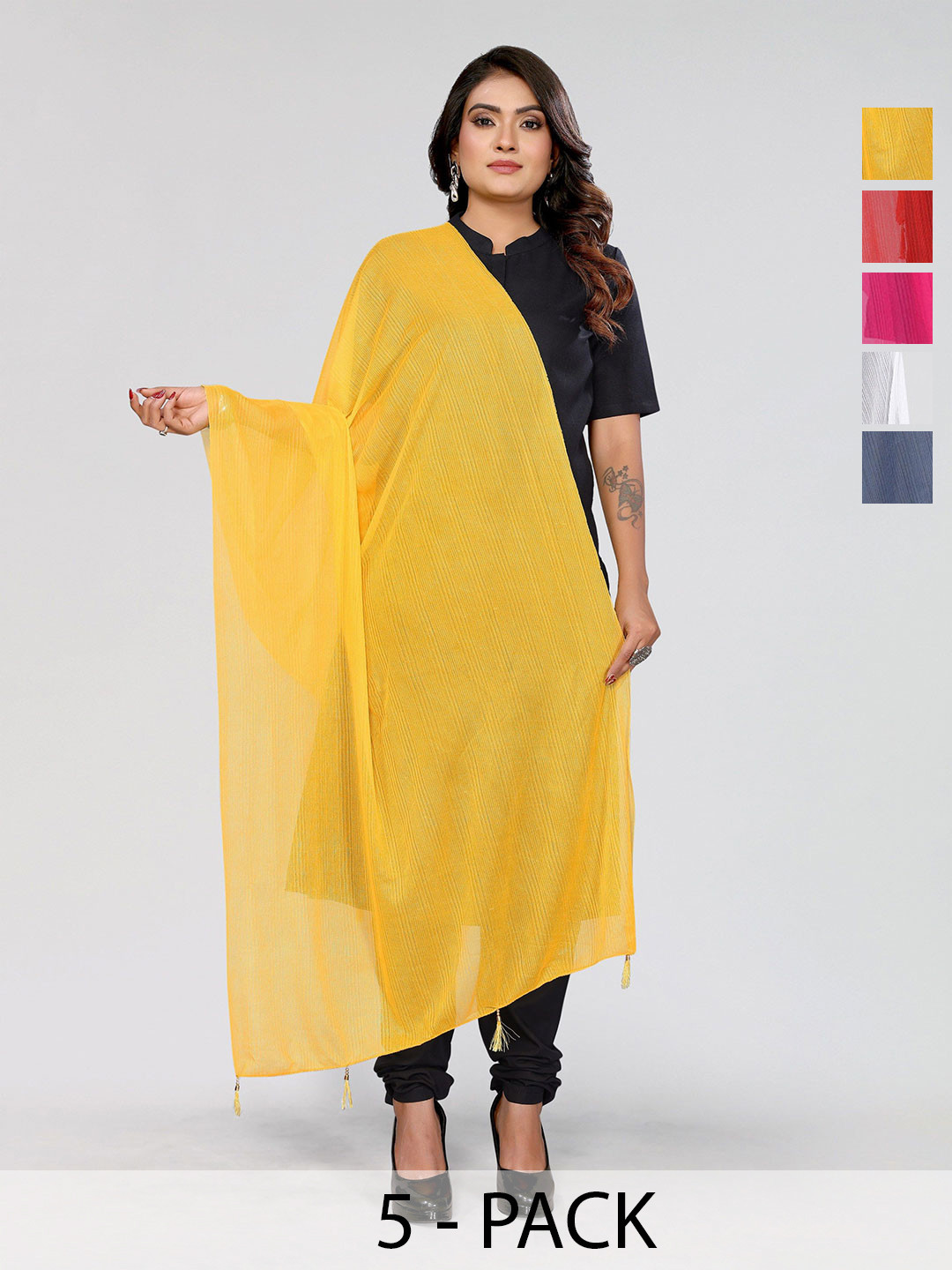 Moda Rapido Selection of 5 Striped Woven Design Dupatta