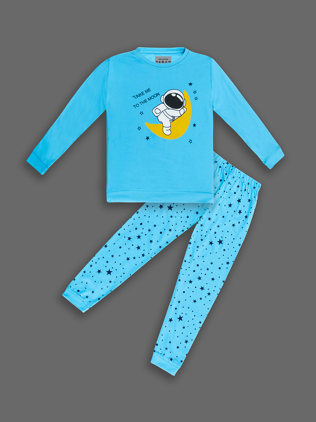 UNICORNS Kids Take Me to the Moon Printed Pure Cotton Night Suit