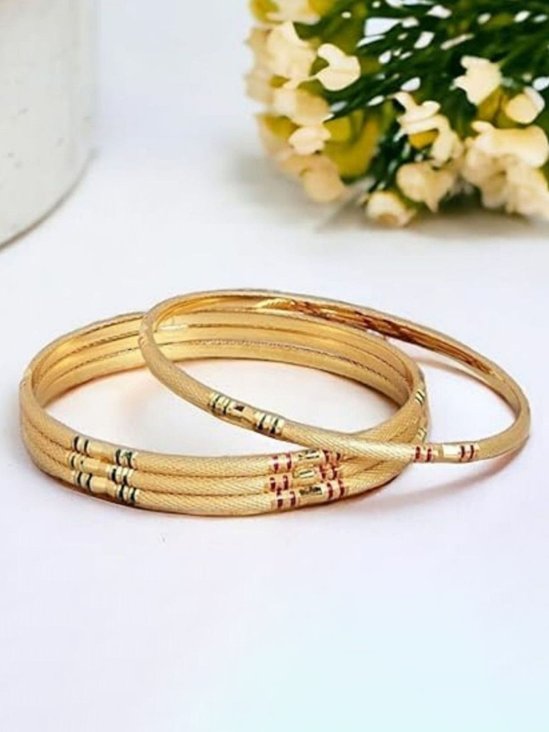 Anouk Set Of 4 Gold-Plated Antique Kada Bangles